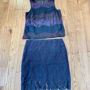 Elegant Lace Women Top - Black and Purple